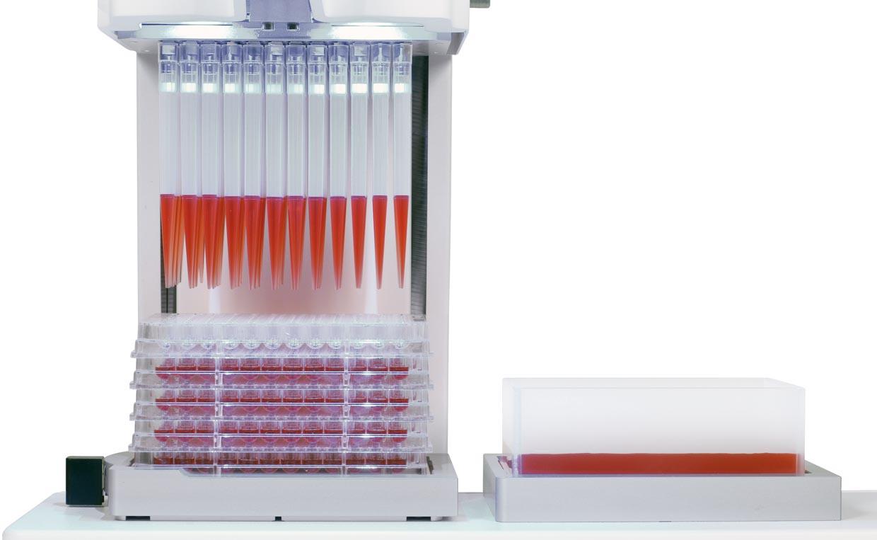 Repeat dispense with VIAFLO 96 channel pipette