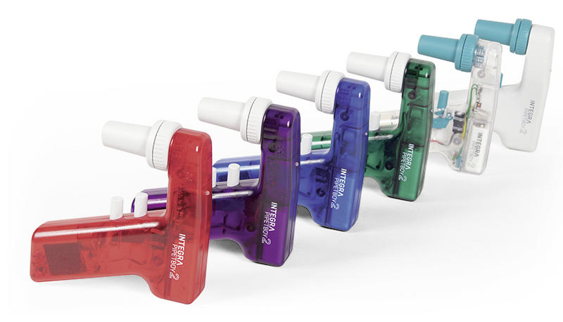 Full range of PIPETBOY acu pipette controllers in all colors