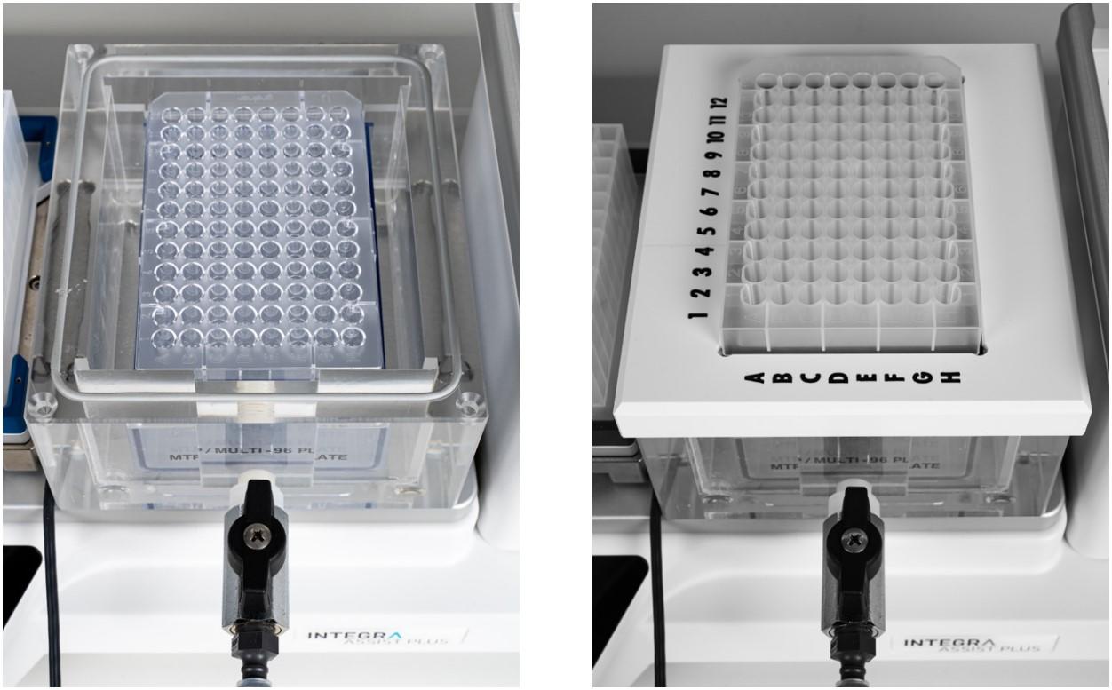 MACHEREY NAGEL NucleoVac 96 Vacuum Manifold set-up, first with the wash plate and then with the binding plate. 