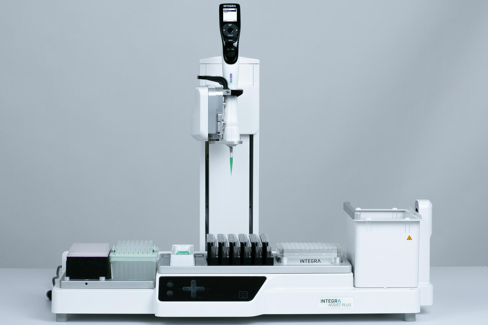 ASSIST PLUS pipetting robot on a lab bench