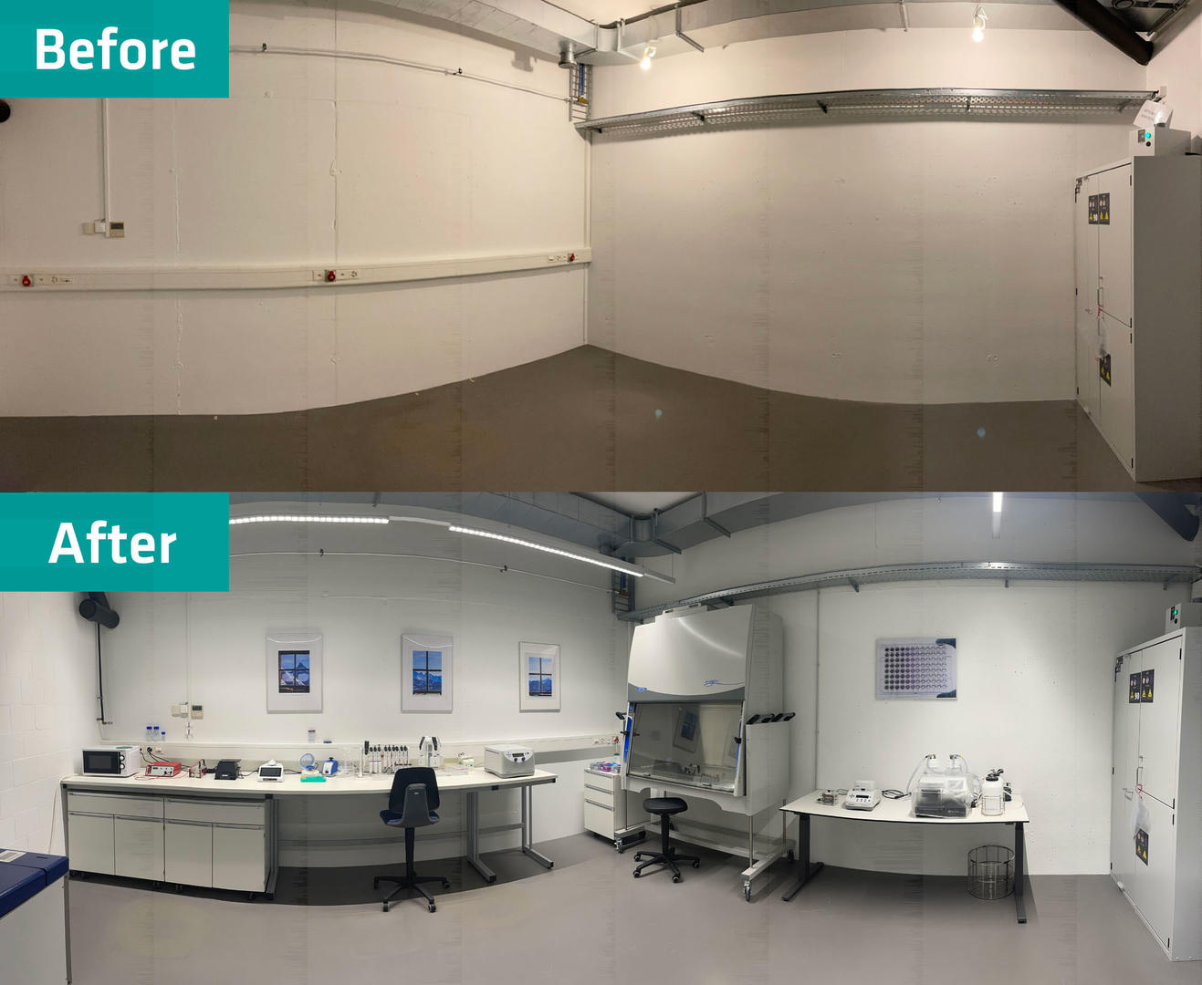 Laboratory how it looked before and how it looked after we equipped it with several instruments