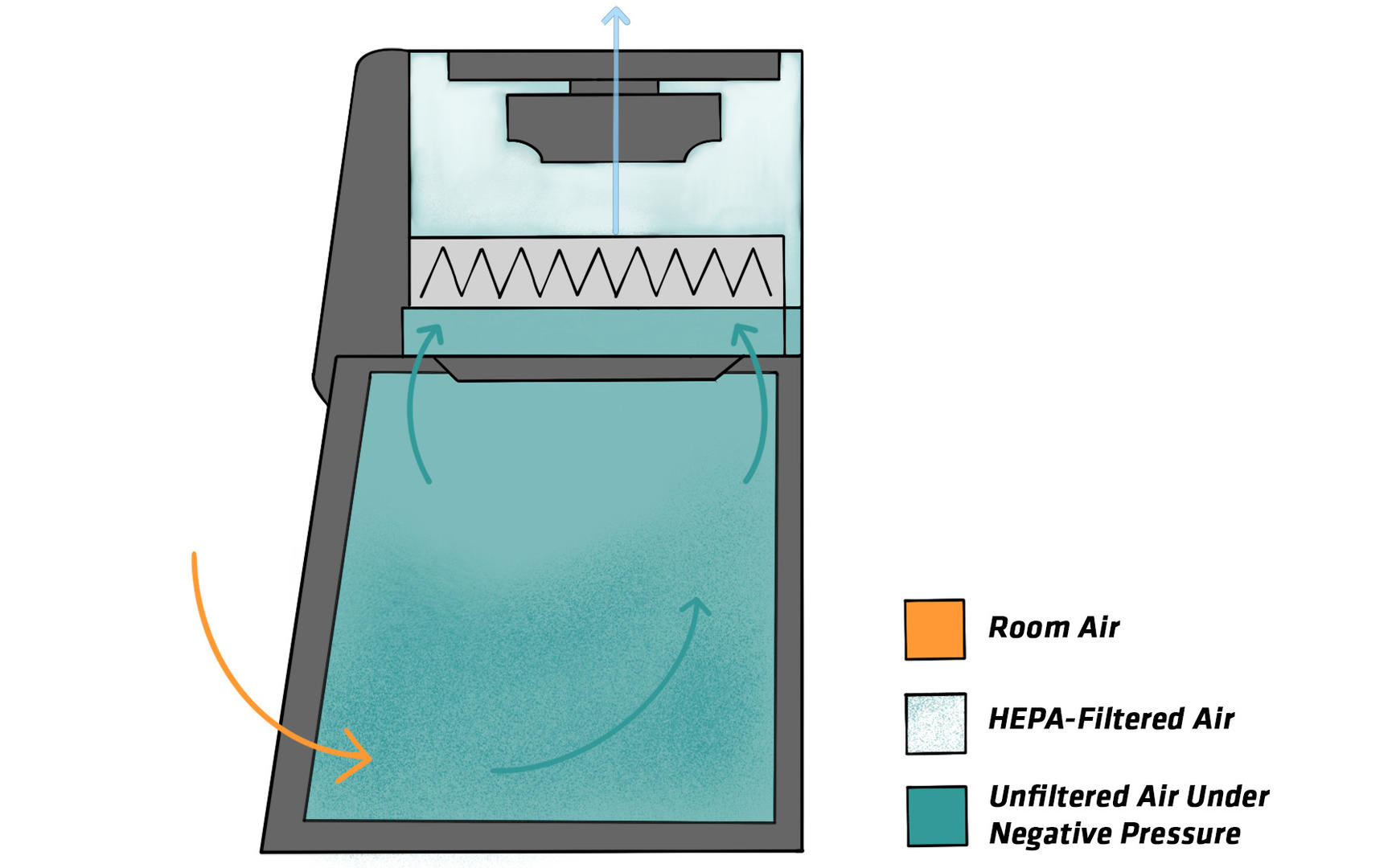 Biosafety cabinet uses: illustration of a Class I biosafety cabinet