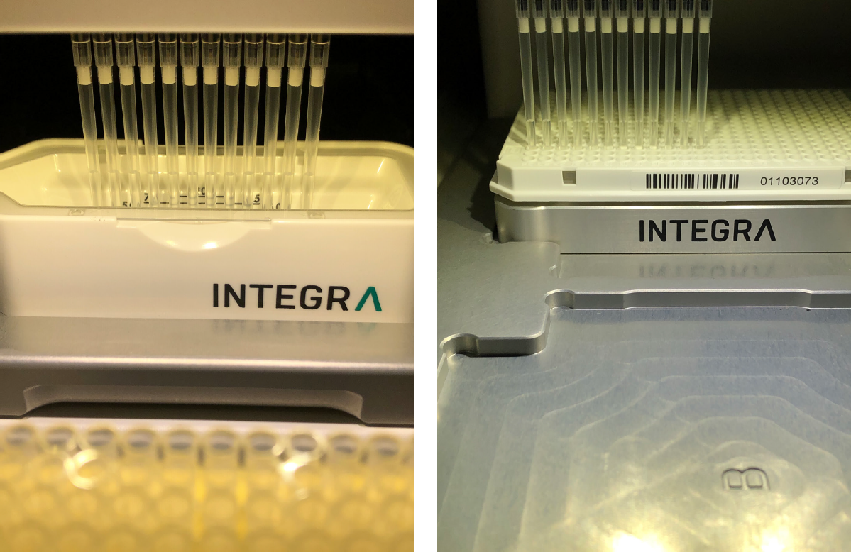 Figure 2: Precise and accurate dispensing of One-step RT-PCR Mastermix from the low dead volume reagent reservoir to the 384 well plate.