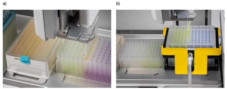 ASSIST PLUS equipped with the VIAFLO pipette transferring ZymoPURE P3 to a deep well plate and the lysate to the ZymoPURE filter plate.