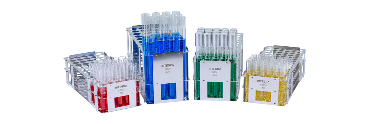 Stainless steel test tube racks for MEDIAJET tubefiller