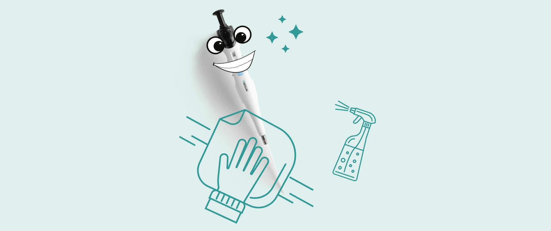How to clean pipettes: Manual single channel pipette being cleaned with a cloth