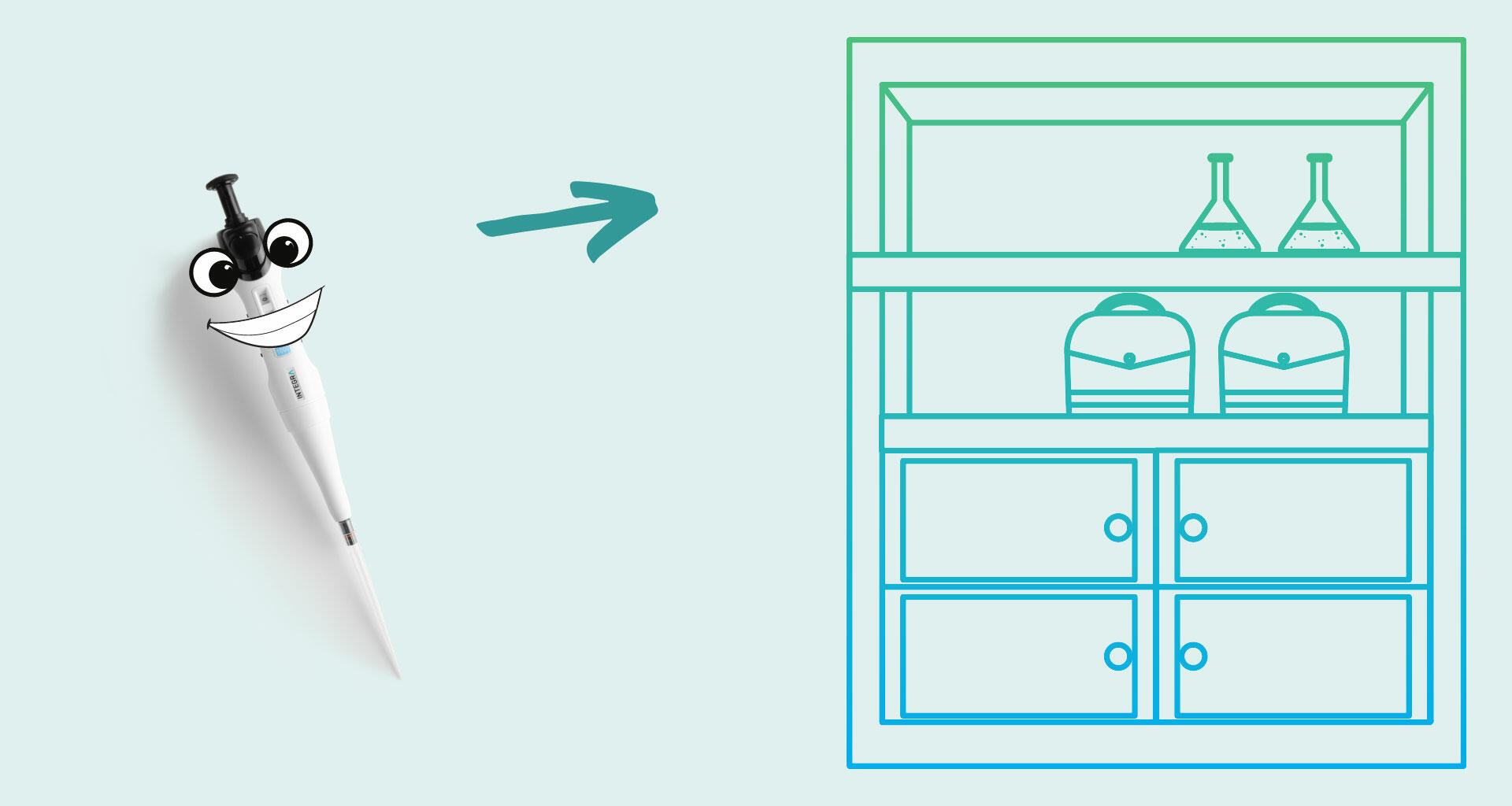 Pipette storage: pipette and illustration of a shelf