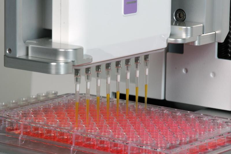 Reagent addition using the ASSIST automated pipetting system.