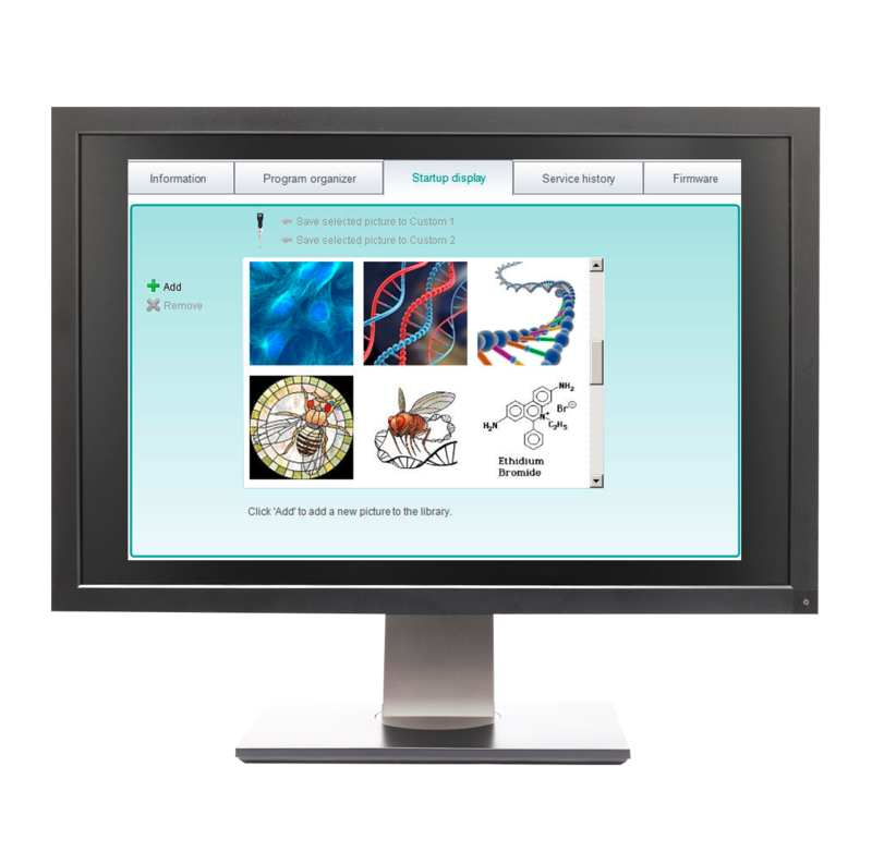 Up to two custom start up screens can be uploaded to the pipette