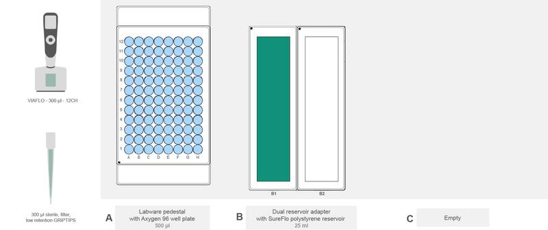ASSIST PLUS deck set-up for post-hybridization washing in the Flex Apex workflow.