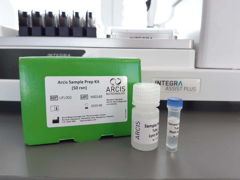 Arcis Sample Prep Kit (50 rxn) consists of Lysis Buffer and Wash Buffer.