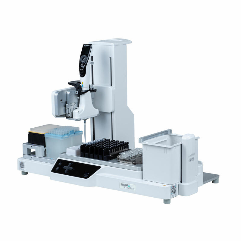 The ASSIST PLUS pipetting robot operating a D-ONE single channel pipetting module