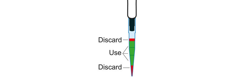 pipette tip with liquid inside