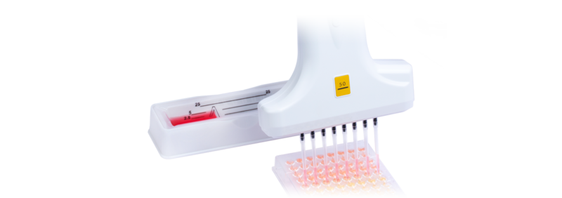 VOYAGER adjustable tip spacing multichannel micropipette
