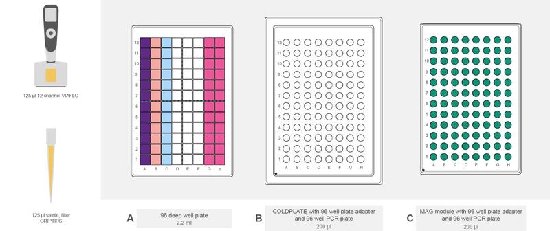 ASSIST PLUS deck set-up for post-amplification clean-up with COLDPLATE and MAG module.