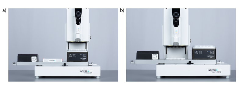 VIAFLO 384 transferring clean libraries to a fresh 384 well plate.