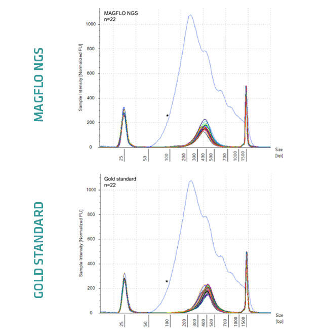 MAGFLO ngs double sided size selection result