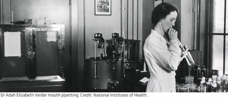 Dr Adah Elizabeth Verder mouth pipetting. Credit: National Institutes of Health.