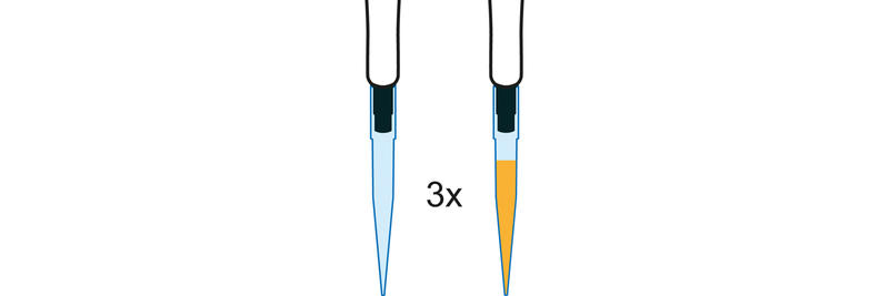 empty pipette tip and pipette tip with liquid inside