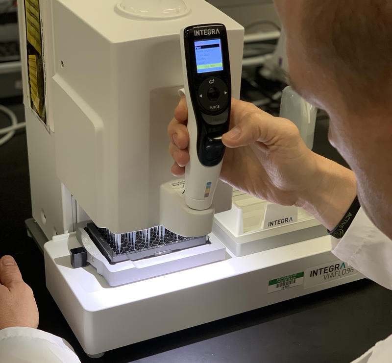 Brian McFarlin works with INTEGRA VIAFLO 96 channel pipette