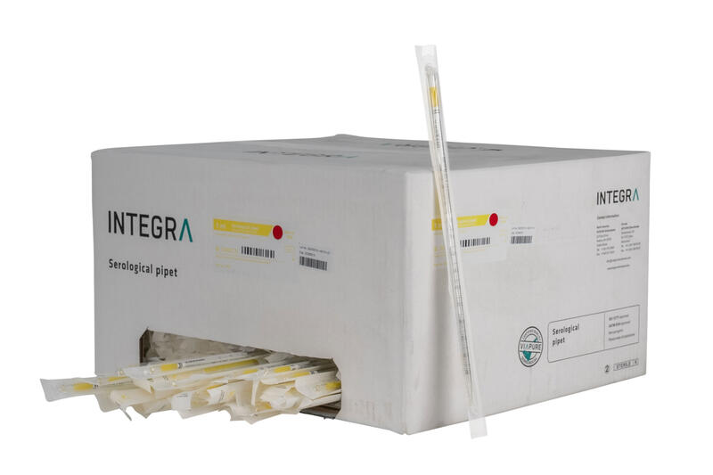 Dispenser case of the 1ml yellow INTEGRA serological pipets 1401