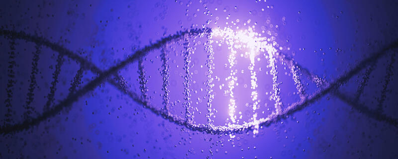 Dark DNA double helix with highlighted white section